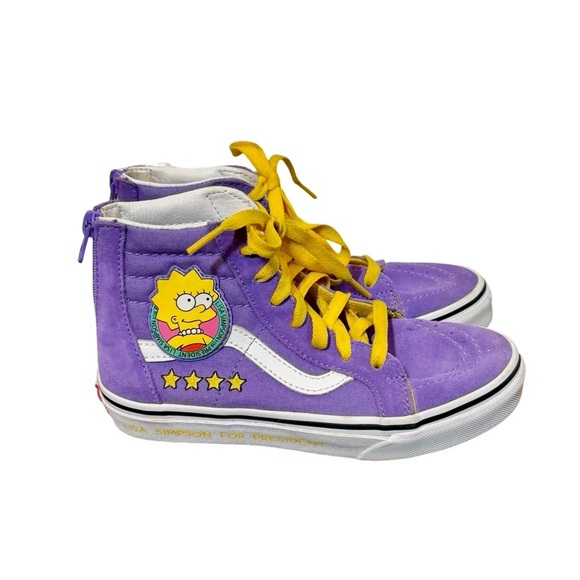 Vans The Simpsons Lisa for President Lisa 4 Prez Sk8 Hi Top Sneakers Kids Size 2 - Picture 4 of 13